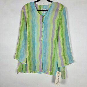Vintage Ruth Norman New York Colorful NWT Womens 1X Long Sleeve Blouse Top